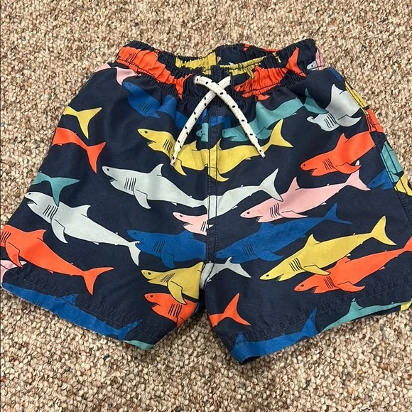 Mini Boden Boys Tropical Swim Shorts Trio - Sharks, Crocodiles & Parrots - Picture 2 of 13